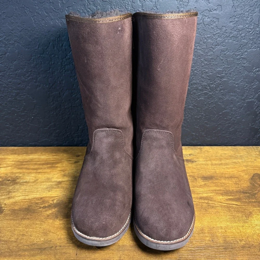 Lamo Tribal Pattern Suede Textile Mid-Calf Boot Womens Size 10‎ Brown